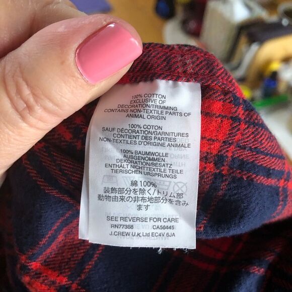 J Crew Collared Mixed Plaid Flannel Button Front Pajama Top - XS - Picture 10 of 11